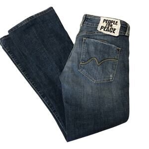 PEOPLE FOR PEACE Flare Leg Denim Jeans Womens Size 28 High Rise Blue Denim